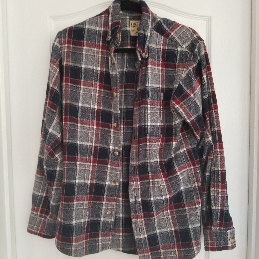 Mens small Red Head Brand flannel shirt. Blue and Maroon